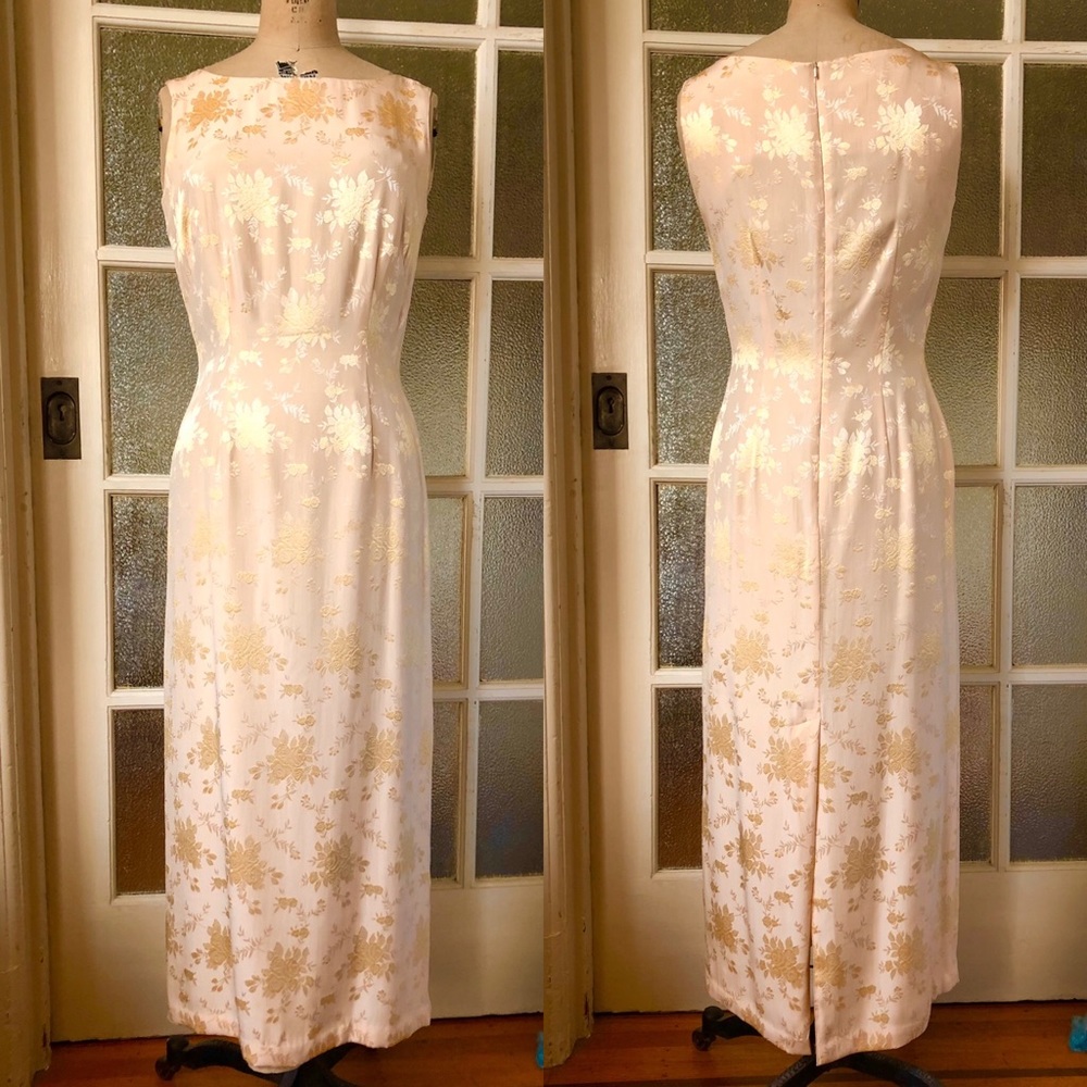 Monsoon long peach silk dress